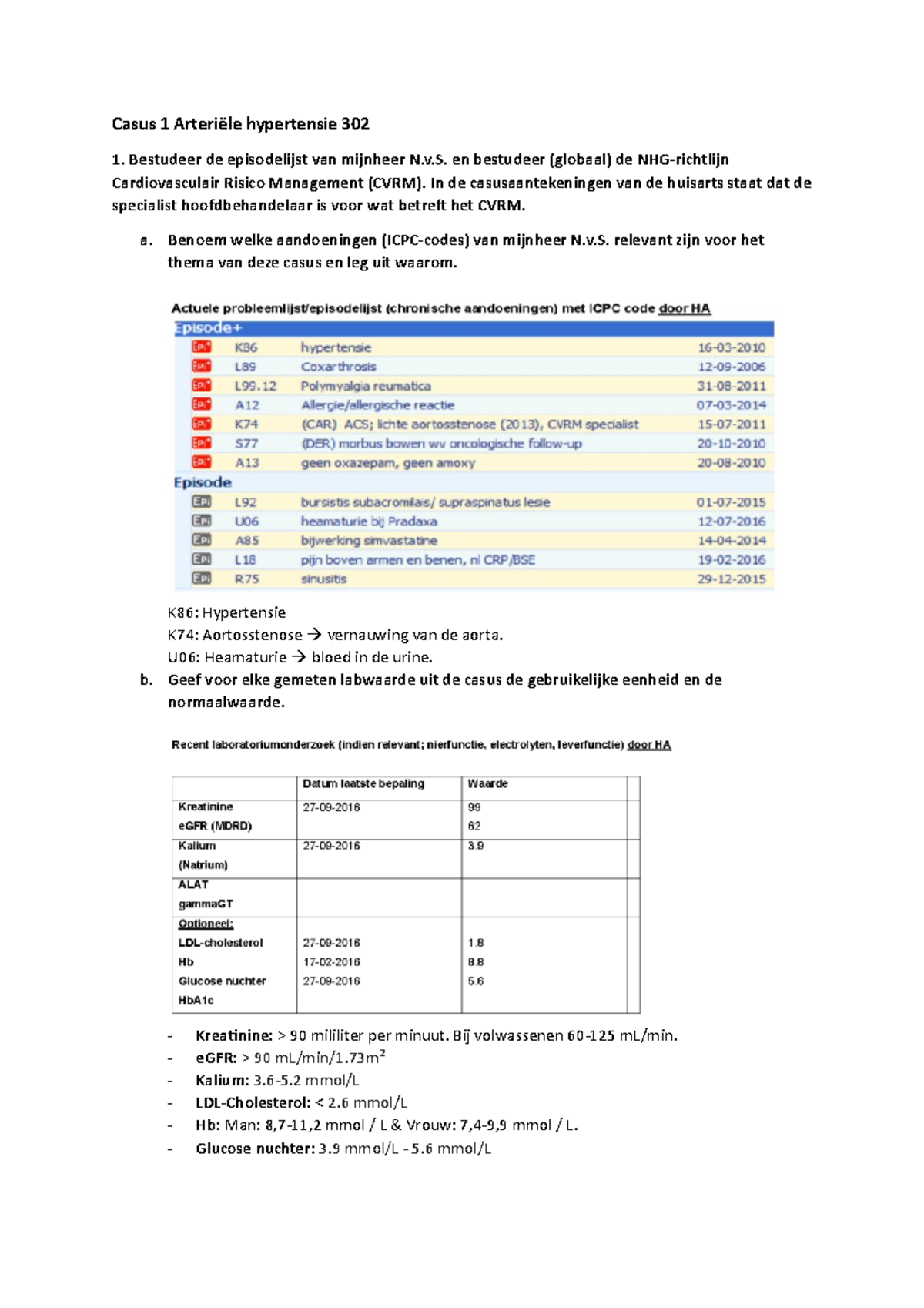 Casus 1 Arteriële Hypertentie 302 2020/2021 - Casus 1 Arteriële ...