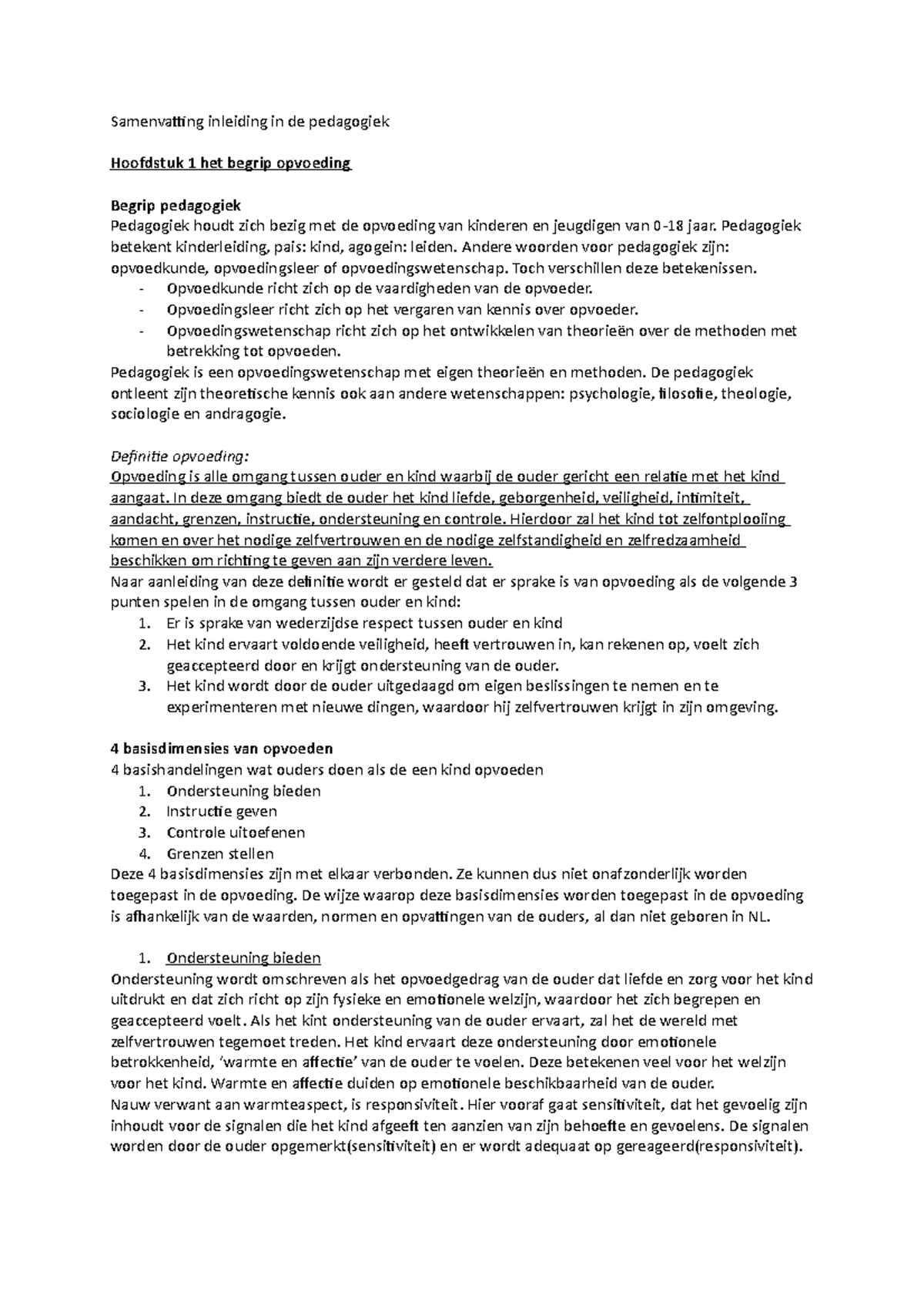 Samenvatting Inleiding In De Pedagogiek - Samenvatting Inleiding In De ...