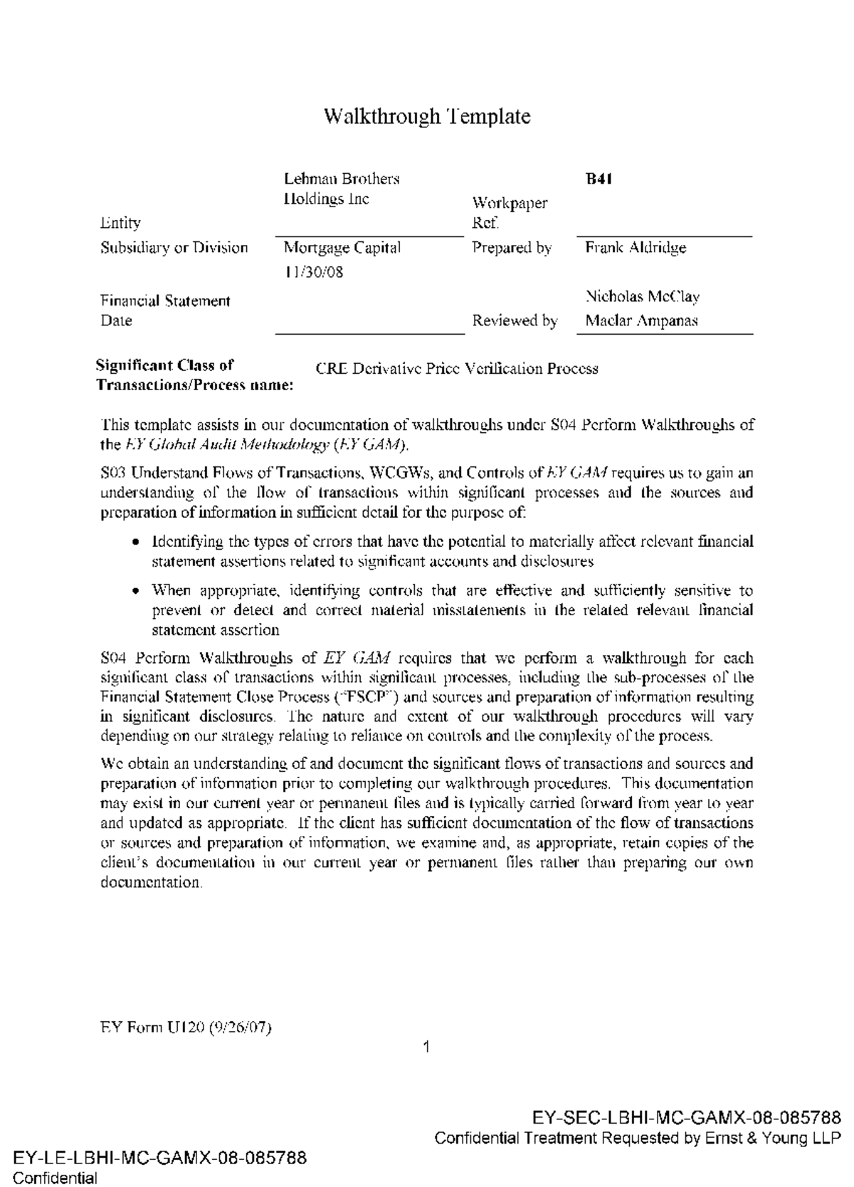 C2. Example of A Walkthrough Test Walkthrough Template Lehman