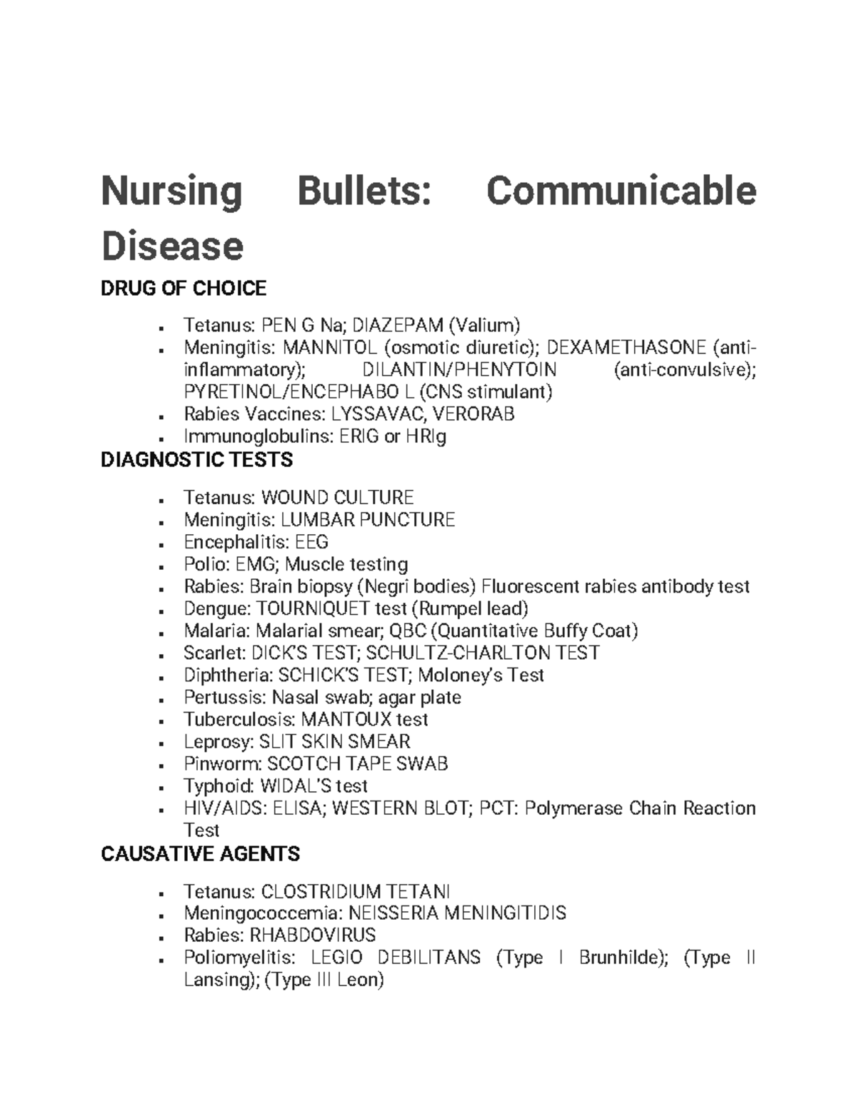 Communicable%20Disease%20Nursing%20Bullets - Nursing Bullets ...