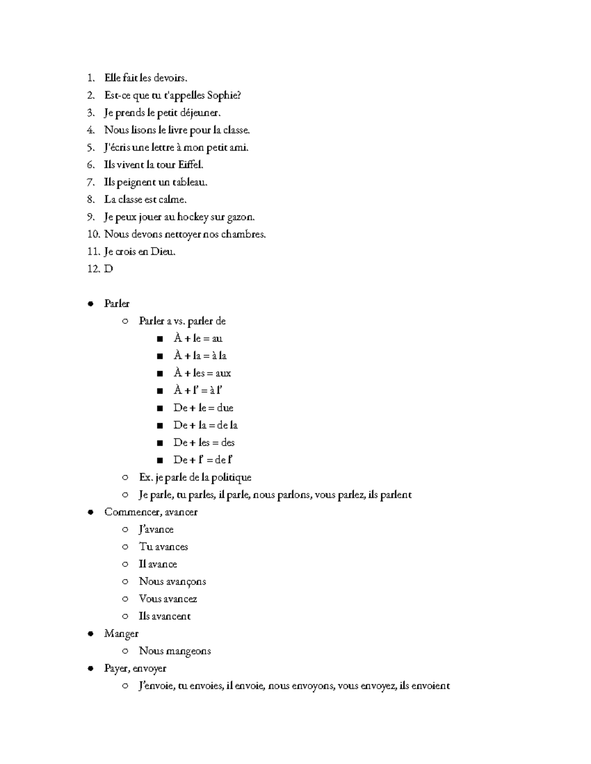 Intermediate French II - 1. Elle fait les devoirs. 2. Est-ce que tu t ...