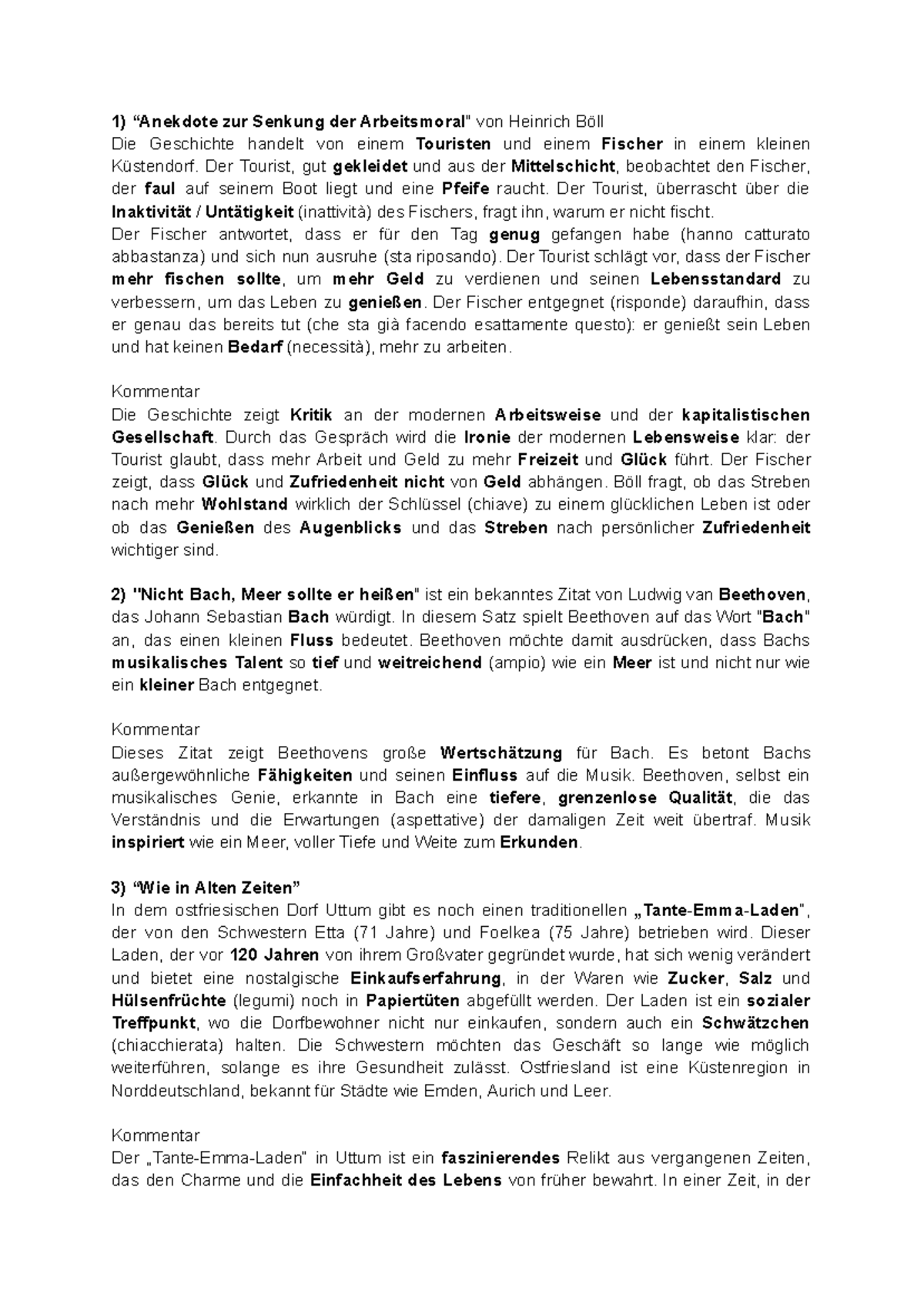 Interpretation Anekdote Zur Senkung Der Arbeitsmoral Testi esame propedeutico tedesco I - “Anekdote zur Senkung der