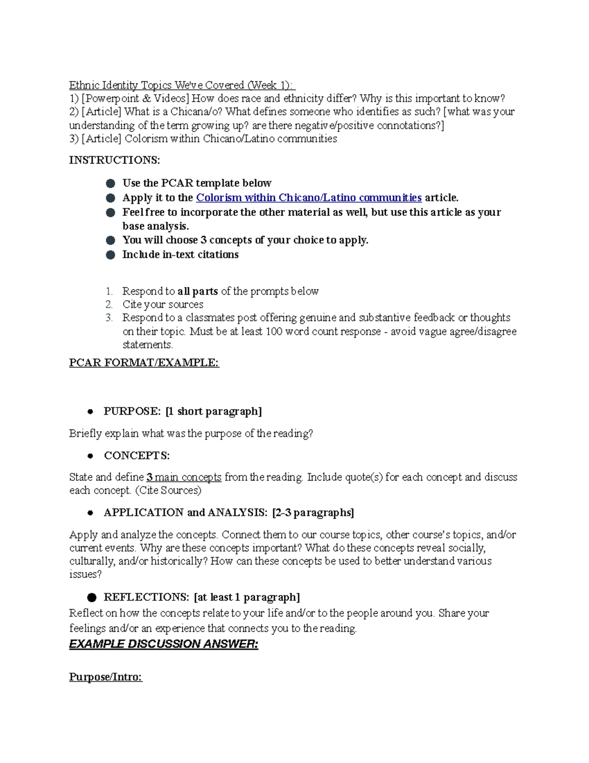 Ethnics Discussion Format Example - Ethnic Identity Topics We've ...