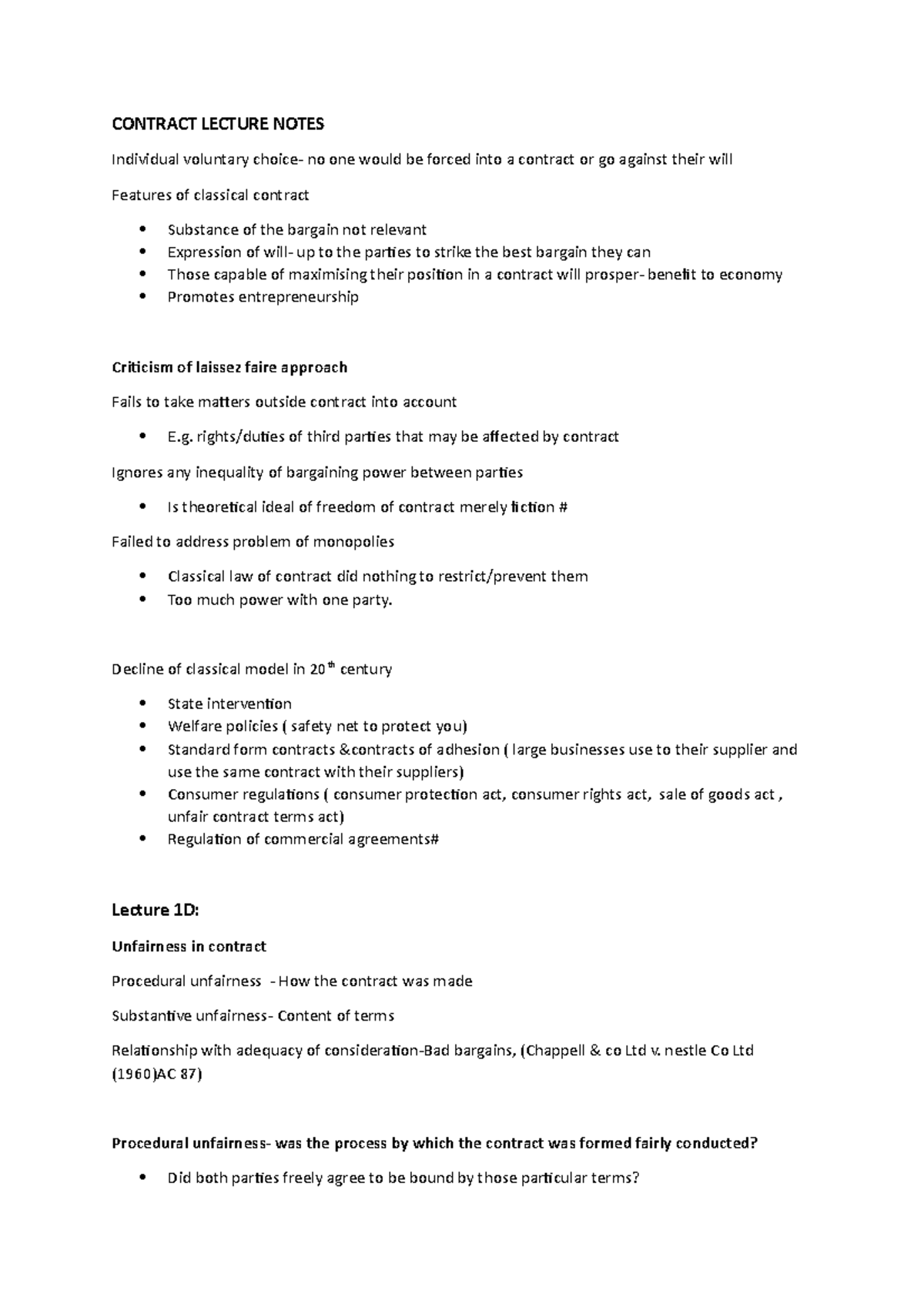 law lecture notes 3 - CONTRACT LECTURE NOTES Individual voluntary ...