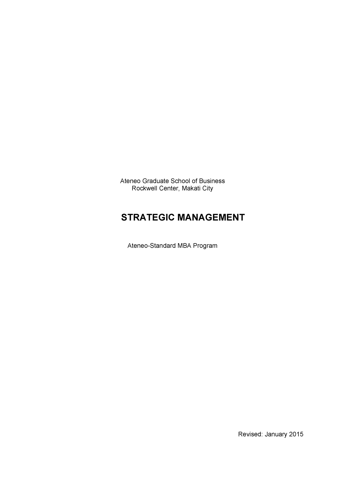 Strategic management standard 1 - Ateneo Graduate School of Business ...