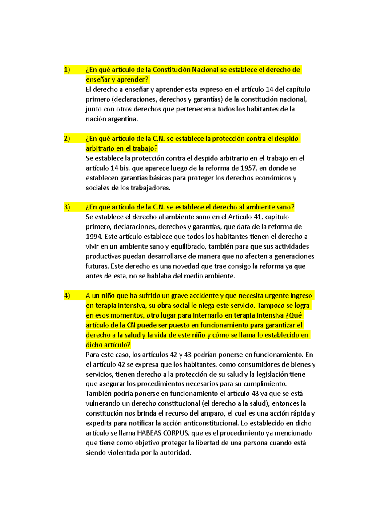 Primer Parcial - Derecho 2021 - ¿En Qué Artículo De La Constitución ...