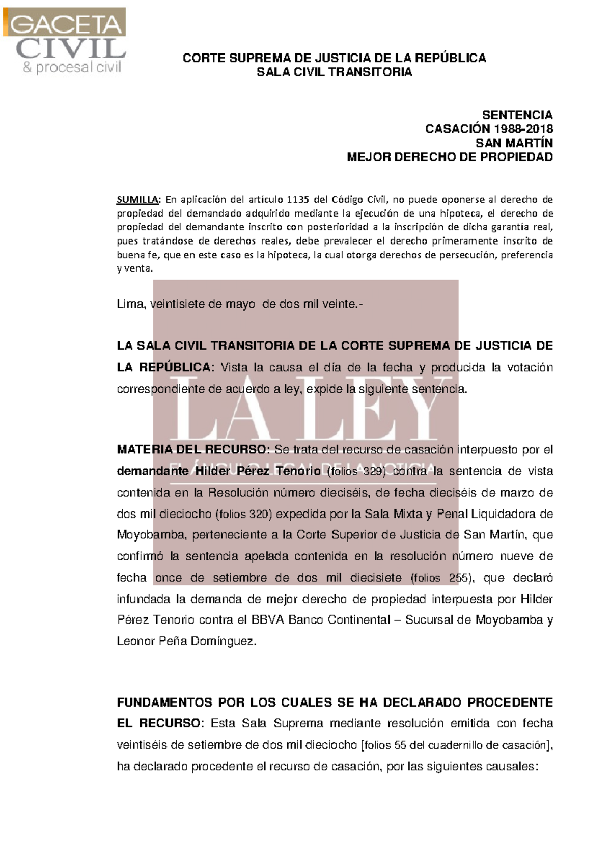 Casación-1988-2018- Comentarios AL 1135 DEL CC - SALA CIVIL TRANSITORIA ...