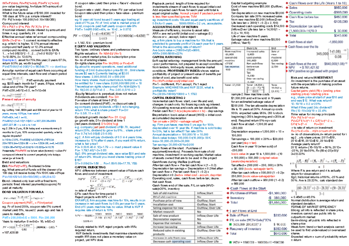 Finance help sheet 1 - x value beginning, of interest over period What ...