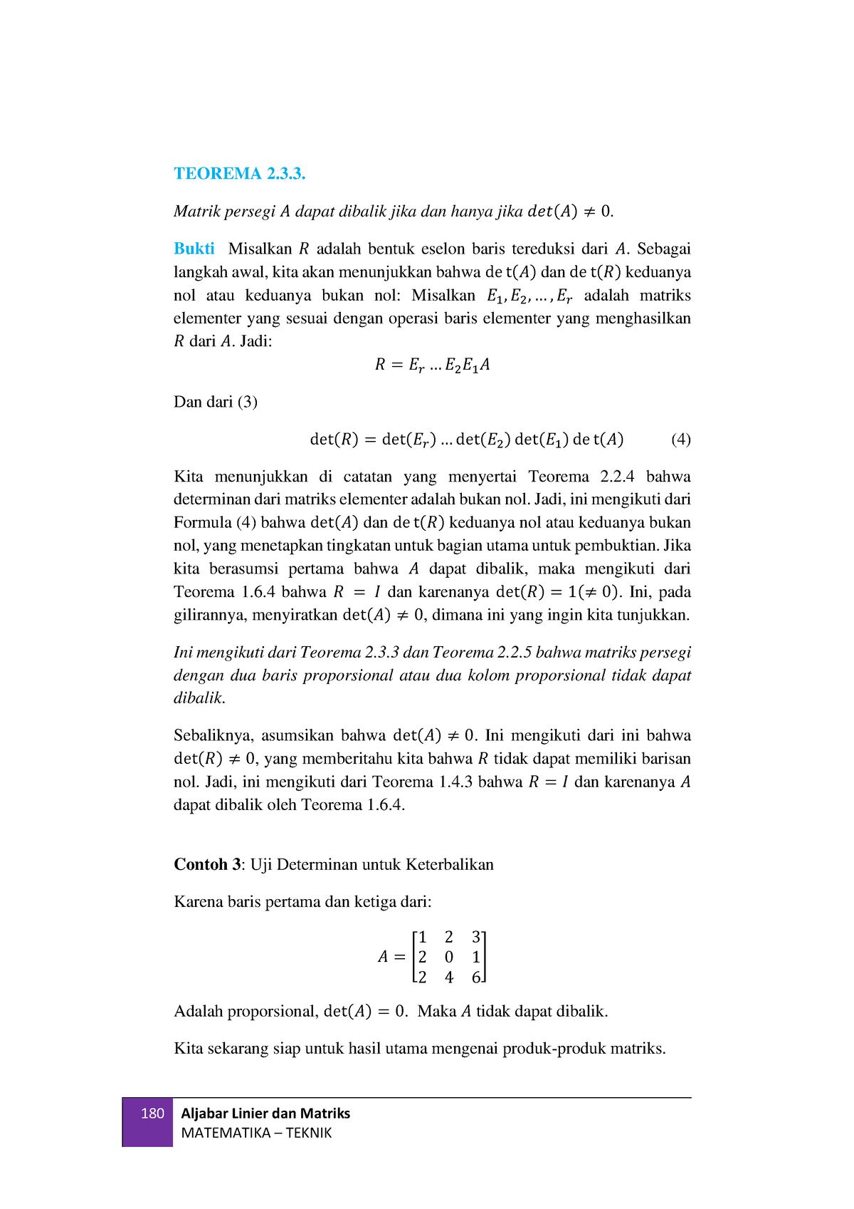 6 - Tugas - 180 Aljabar Linier Dan Matriks MATEMATIKA – TEKNIK TEOREMA ...