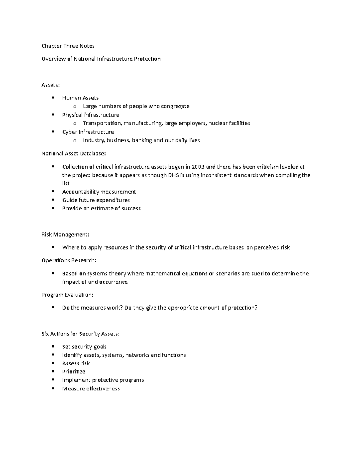 Chapter Three Notes - Chapter Three Notes Overview of National ...