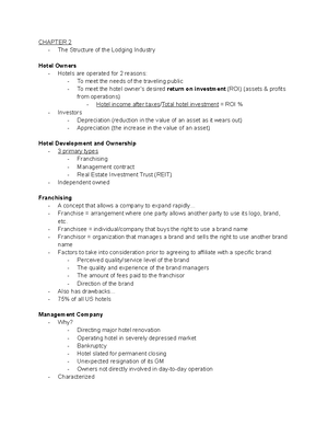 HRTM 260 chapter 6 notes - CHAPTER 6: The Front Office Department Front ...