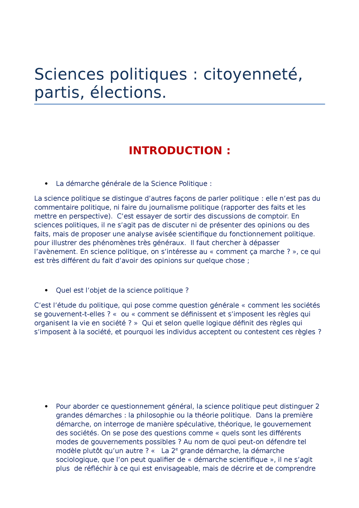 dissertation sur l'etat en science politique