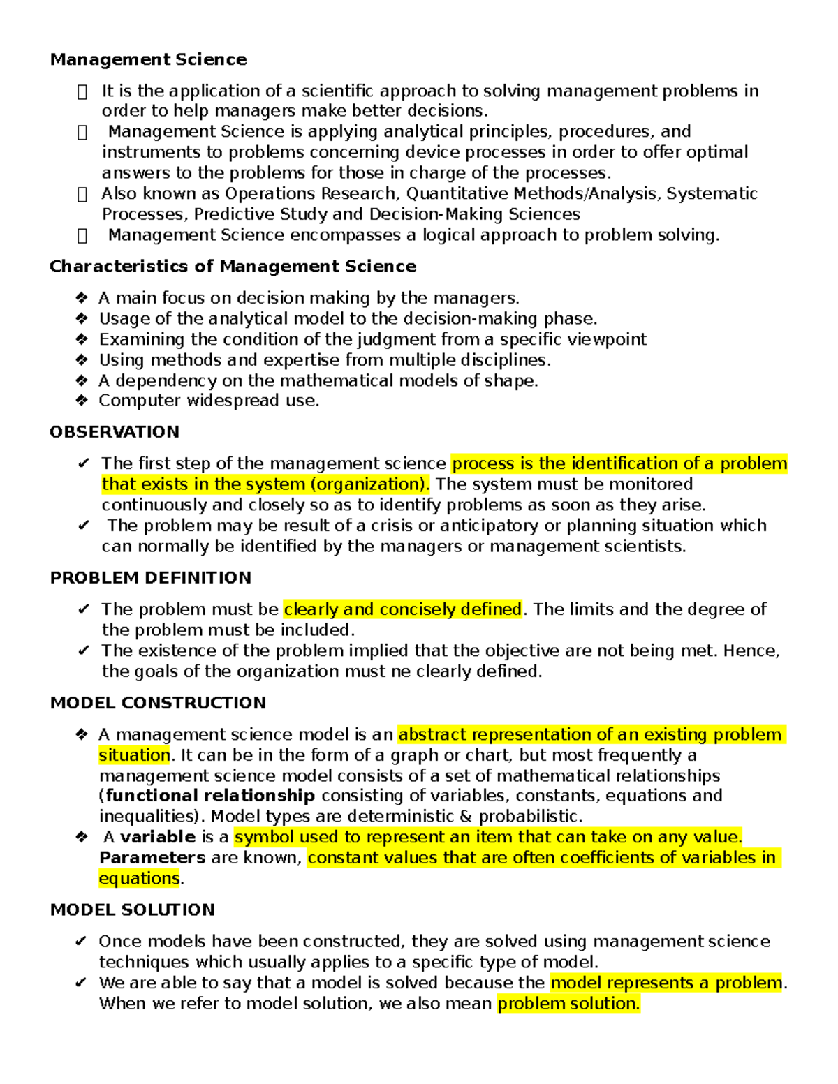 Management-Science - Management science - Management Science ⮚ It is ...