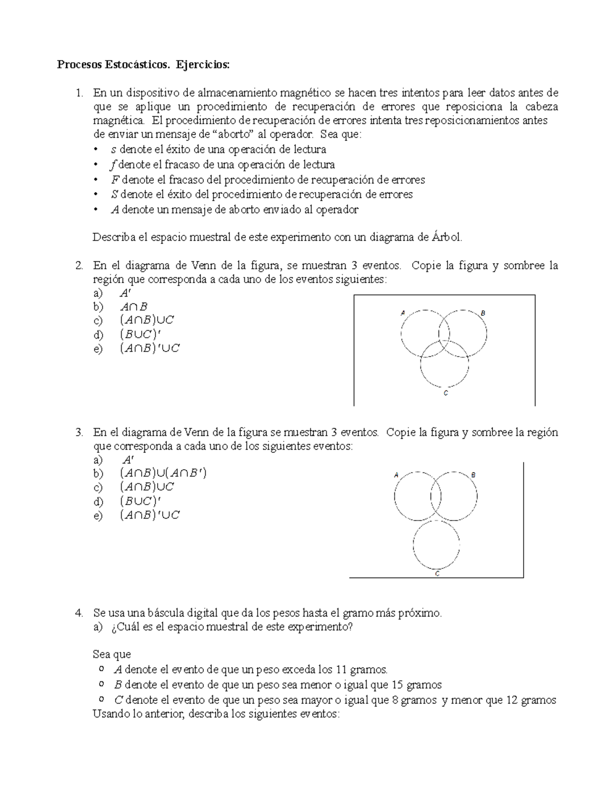 Procesos Estocásticos - Ejercicios - Procesos Estocásticos. Ejercicios ...