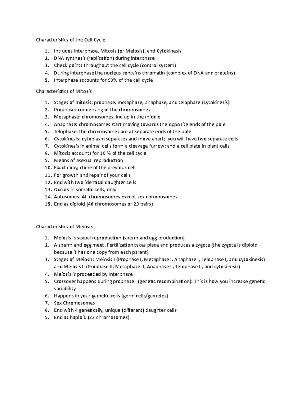 Chapter 8 Study Guide Mitosis and Meiosis - Characteristics of the Cell ...