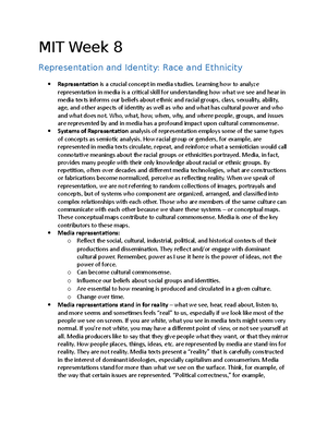 MIT 1050 Lecture 1 - Notes - MIT 1050: Week 1 Why Study Media? How do ...