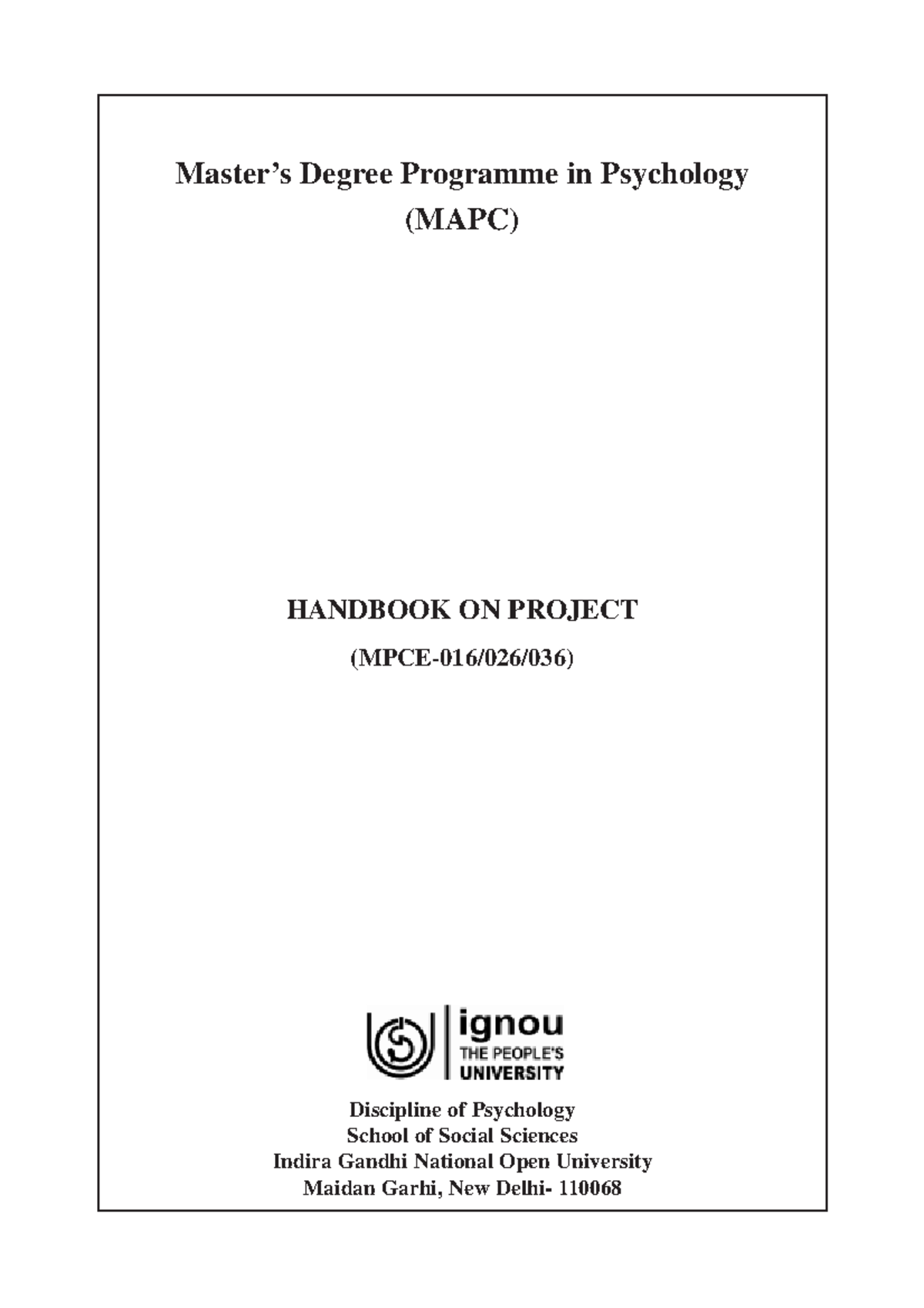Project and handwritten notes - Master’s Degree Programme in Psychology ...