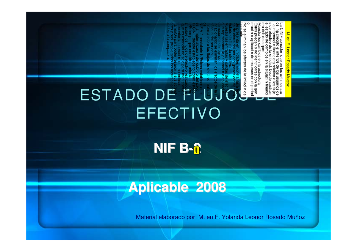 NIF B 2 Flujos De Efectivo - ESTADO DE FLUJOS DE EFECTIVO NIF B NIF B ...