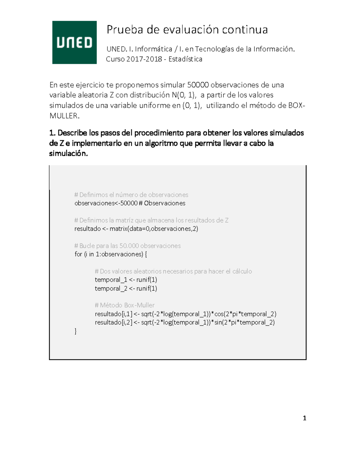 Prueba de evaluación continua - Estadistica - Prueba de evaluación ...