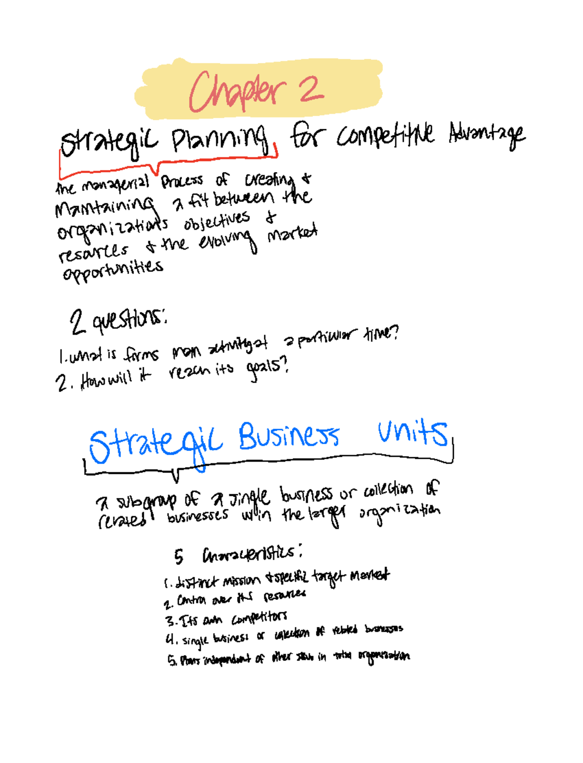 Chp. 2 Notes - Chapter 2 Strategic Planning For Competitive Advantage ...