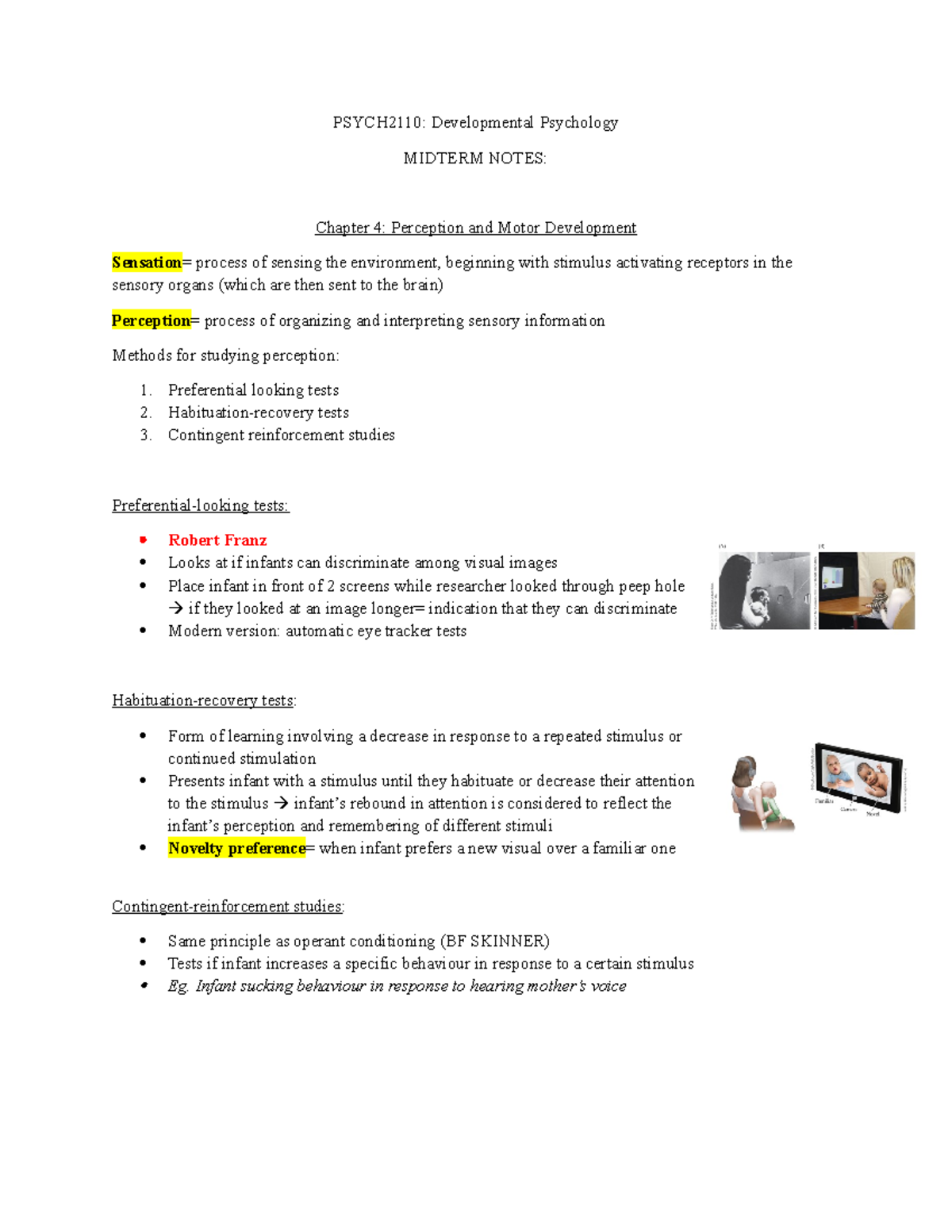 Psych 2110 exam notes - PSYCH2110: Developmental Psychology MIDTERM ...