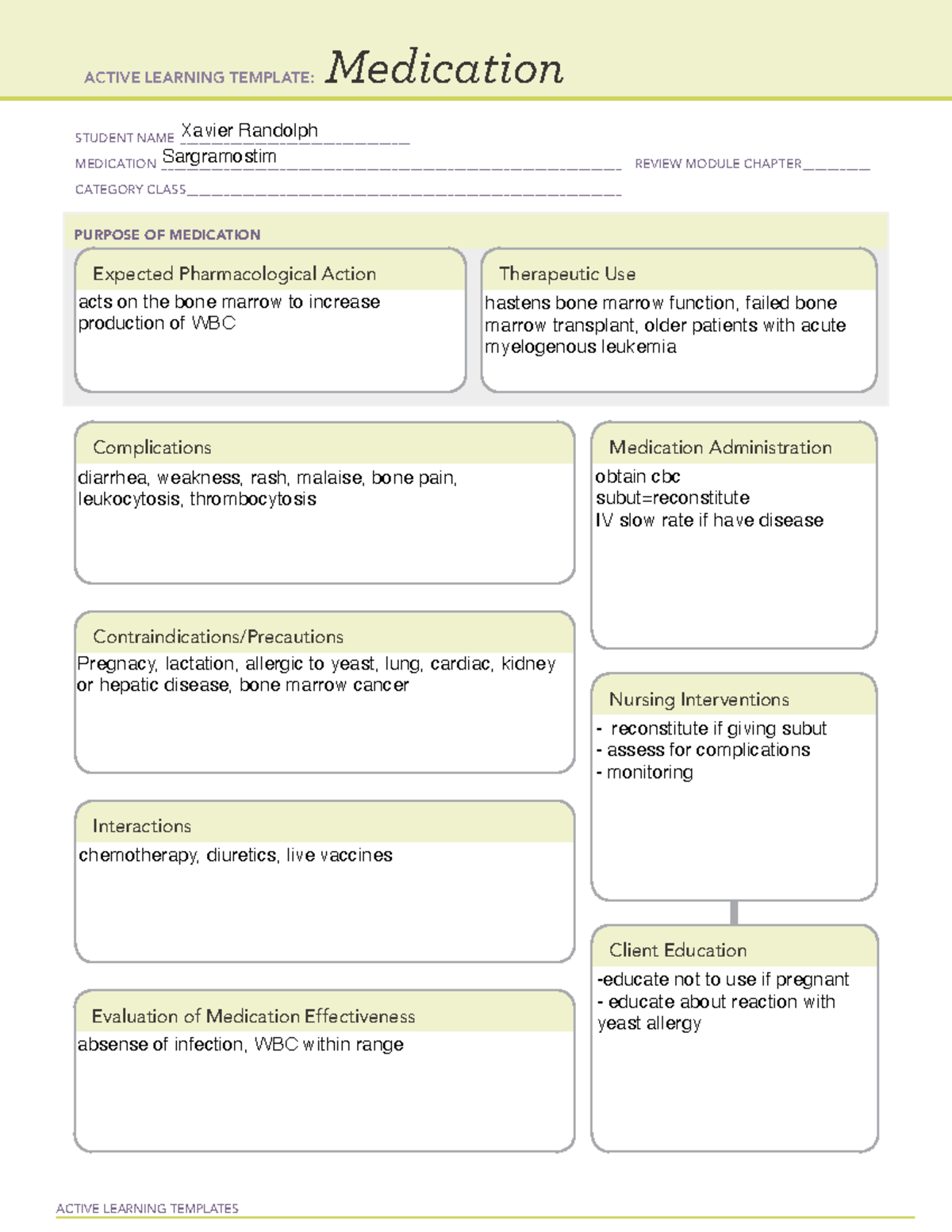 Medication restricted - ACTIVE LEARNING TEMPLATES Medication STUDENT ...