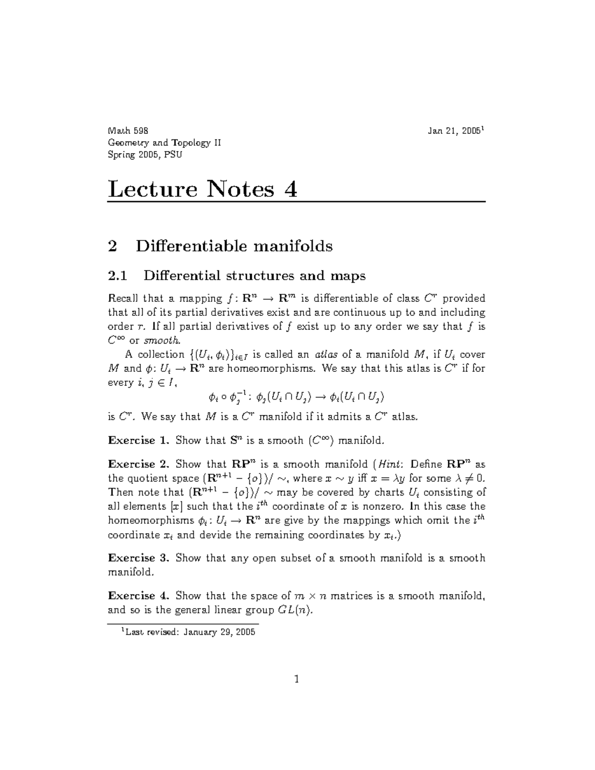 Lecture notes, lecture 4 Differentiable manifolds (differential