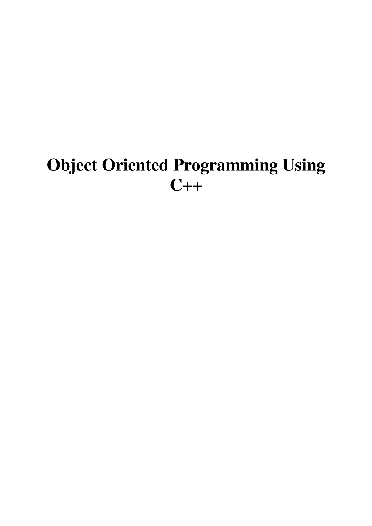 Notes - I BCA/B.Sc II Semester - Object Oriented Programming Using C++ ...