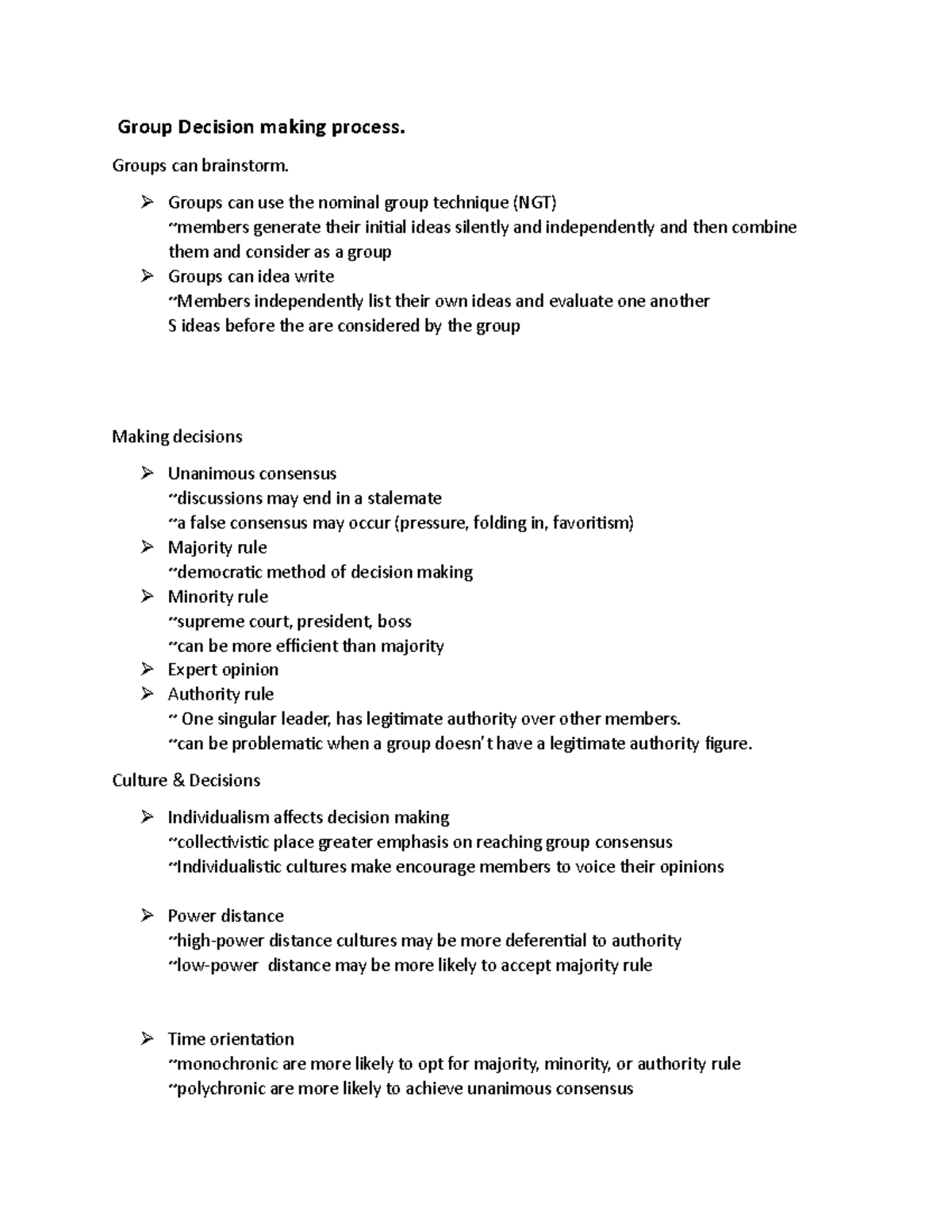 Group Decision making process - Groups can brainstorm. Groups can use ...