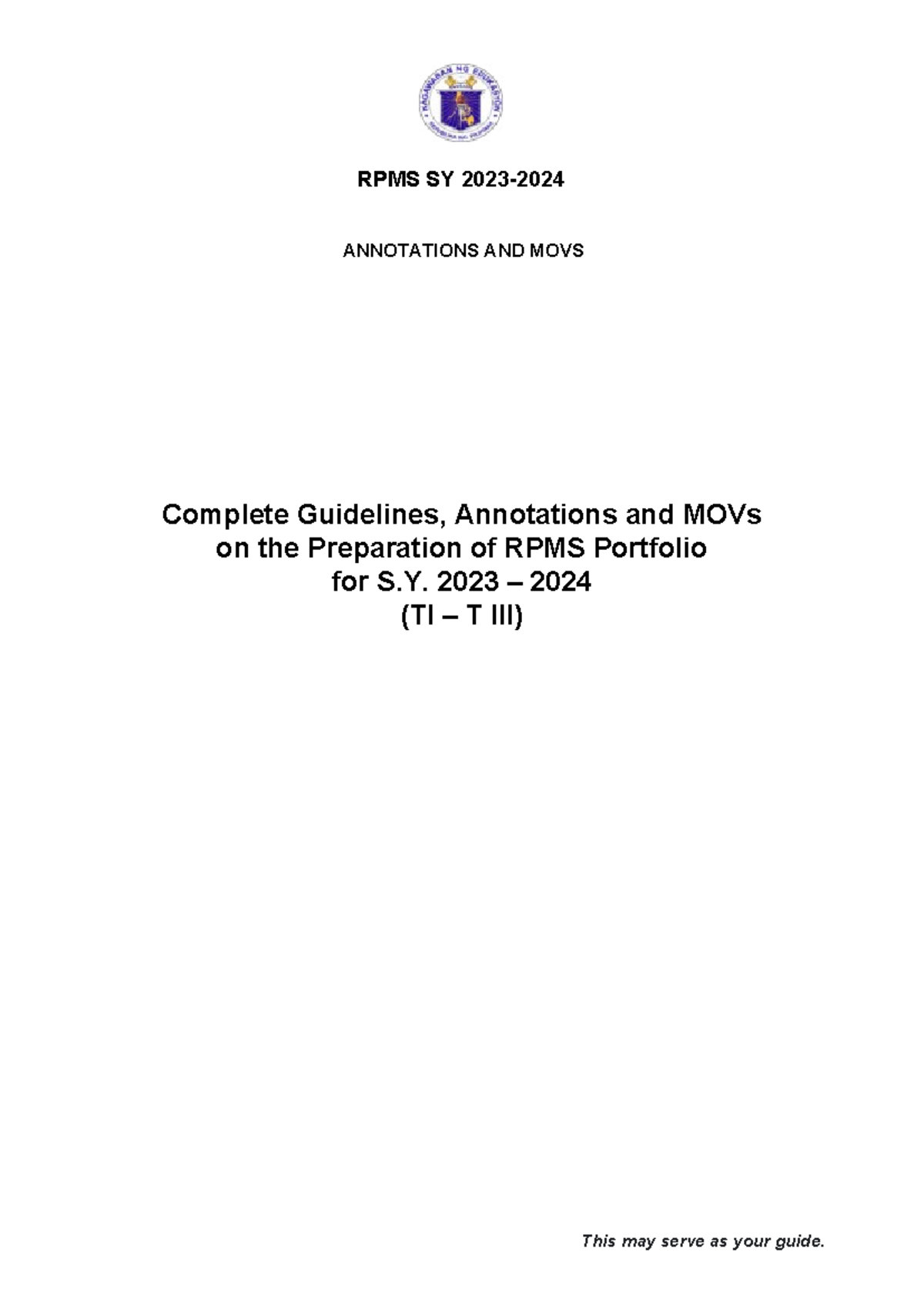 Annotations for RPMS-2023-2024 - ANNOTATIONS AND MOVS Complete ...