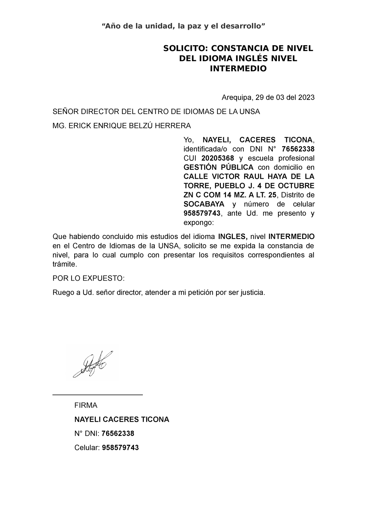 Solicitud Constancia De Nivel Solicito Constancia De Nivel Del Idioma InglÉs Nivel Intermedio 8697