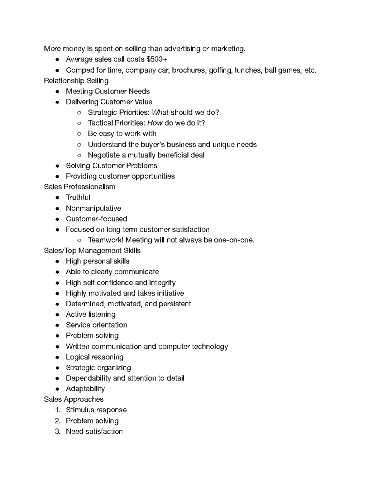 Personal Selling Lecture Notes - More money is spent on selling than ...