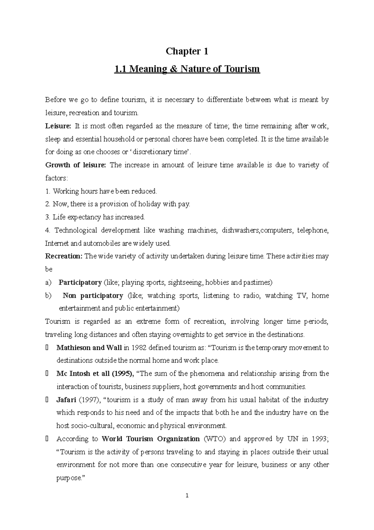 Travel chap 1 Chapter 1 1 Meaning & Nature of Tourism Before we go to