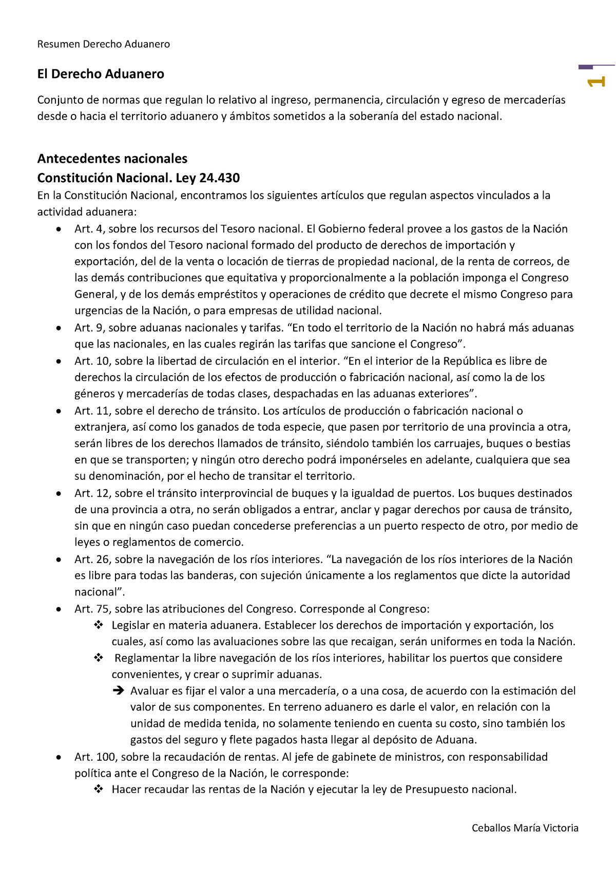 Resumen Derecho Aduanero Por Victoria Ceballos 1 El Derecho Aduanero Conjunto De Normas Que 3518