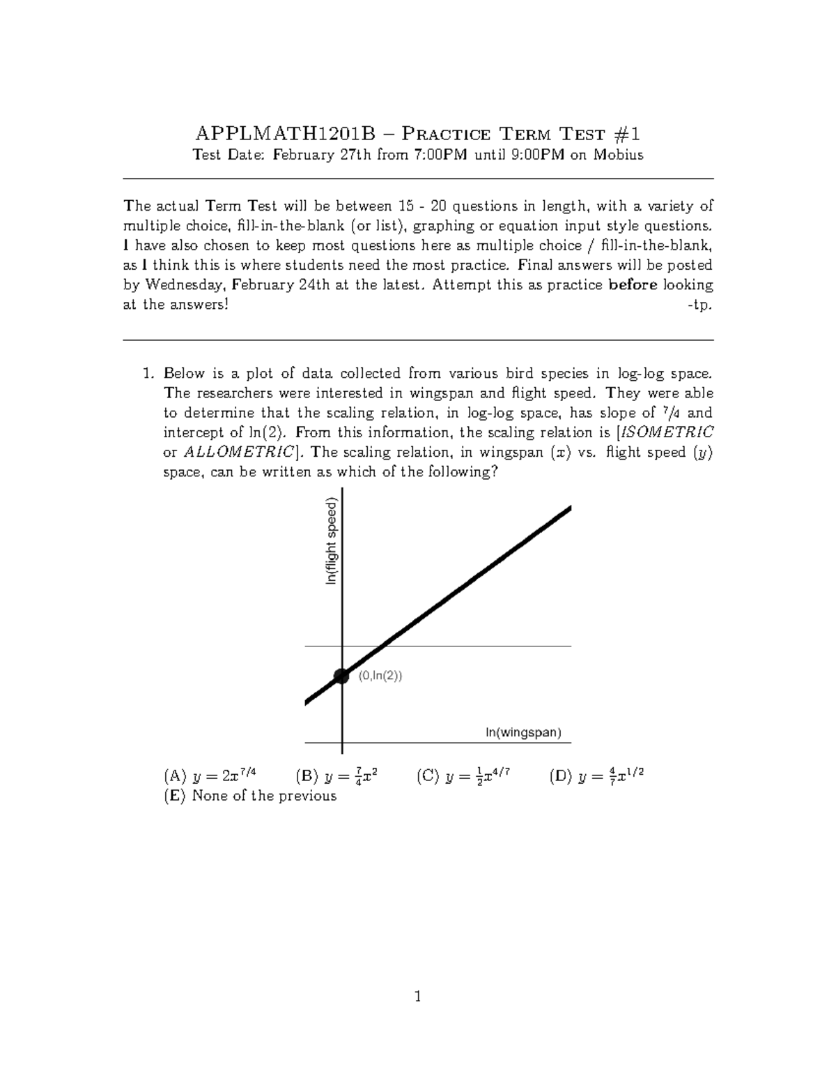 2021 Practice Term Test 1 - APPLMATH1201B – Practice Term Test Test ...