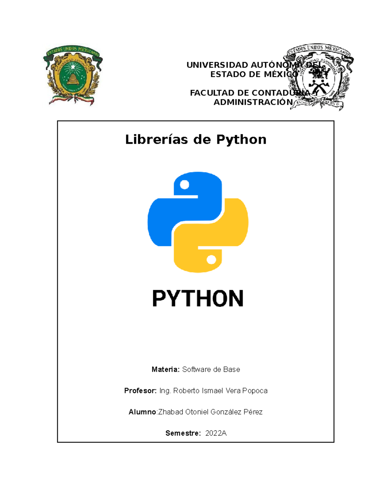 Librerias de Python - UNIVERSIDAD AUTÓNOMA DEL ESTADO DE MÉXICO ...