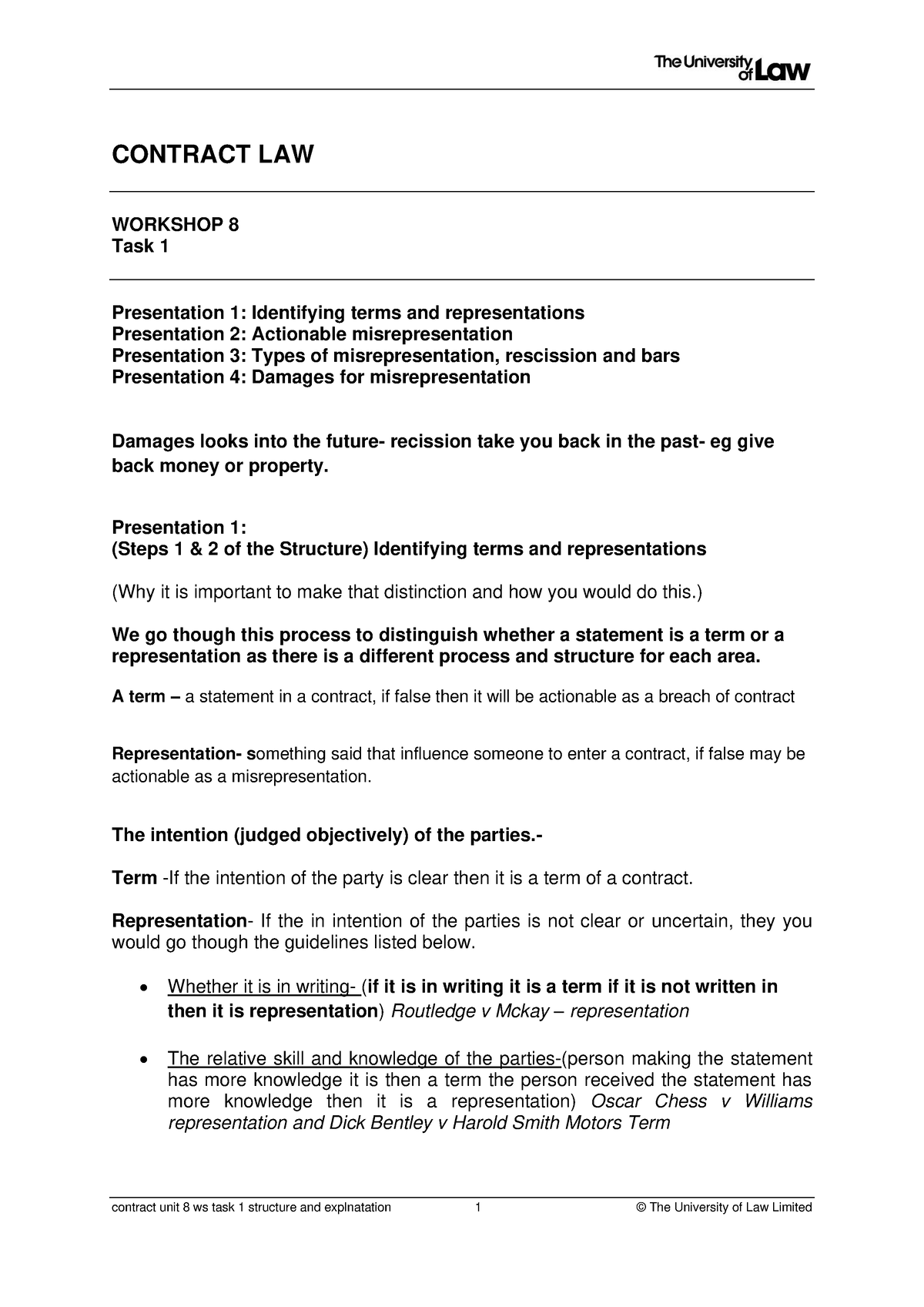 Contract unit 8 ws task 1 structure and explnatation - contract unit 8 ...