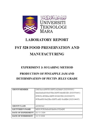 Practical 2 Principle OF Canning - FST FOOD PROCESSING LABORATORY ...