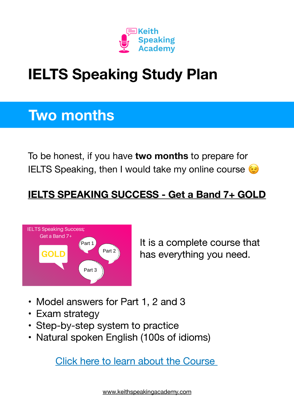 Ielts Speaking Study Plan 2 Months - IELTS Speaking Study Plan To be ...