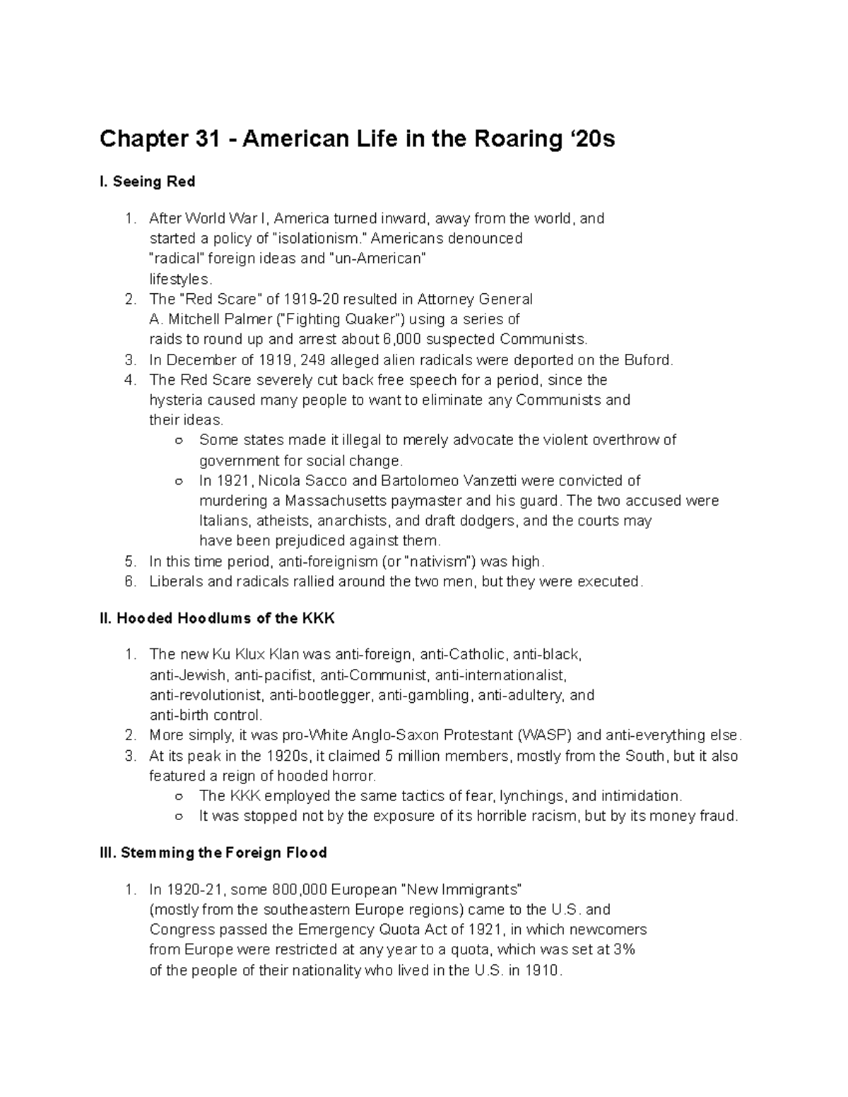 APUSH Chapter 31 - Chapter 31 - American Life In The Roaring ‘20s I ...