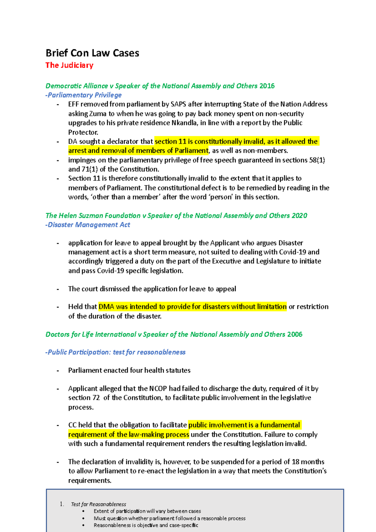 Brief Con Law Cases Semester 1 Brief Con Law Cases The Judiciary