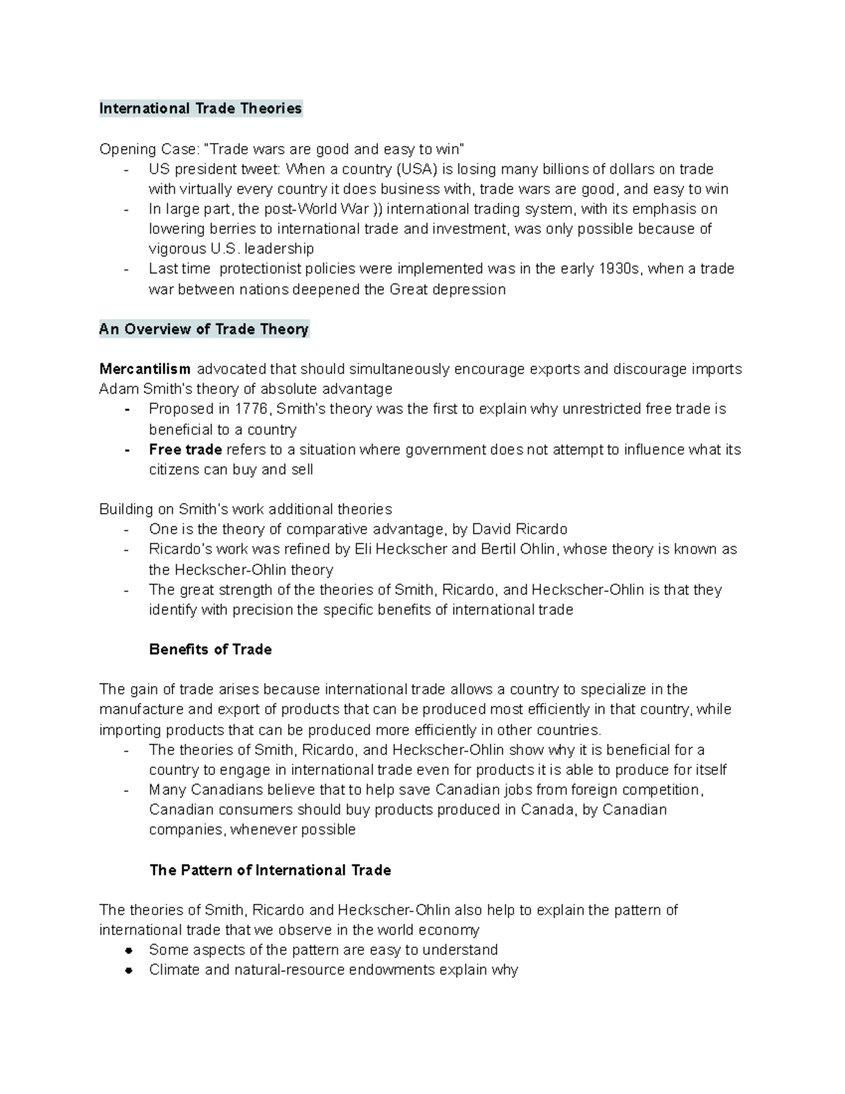 GTTM 1353 - Ch. 5 Lecture notes - International Trade Theories Opening ...
