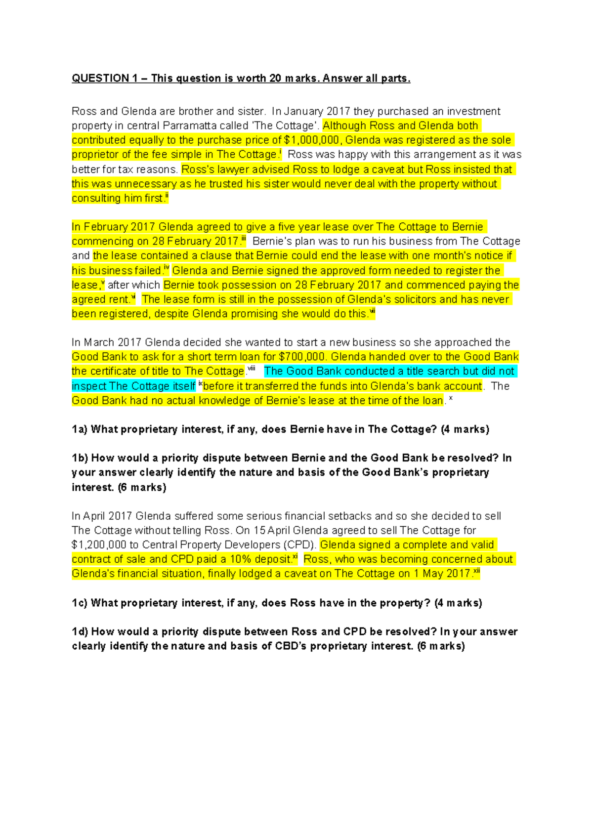 Finals Exam Tips QUESTION 1 This question is worth 20 marks. Answer