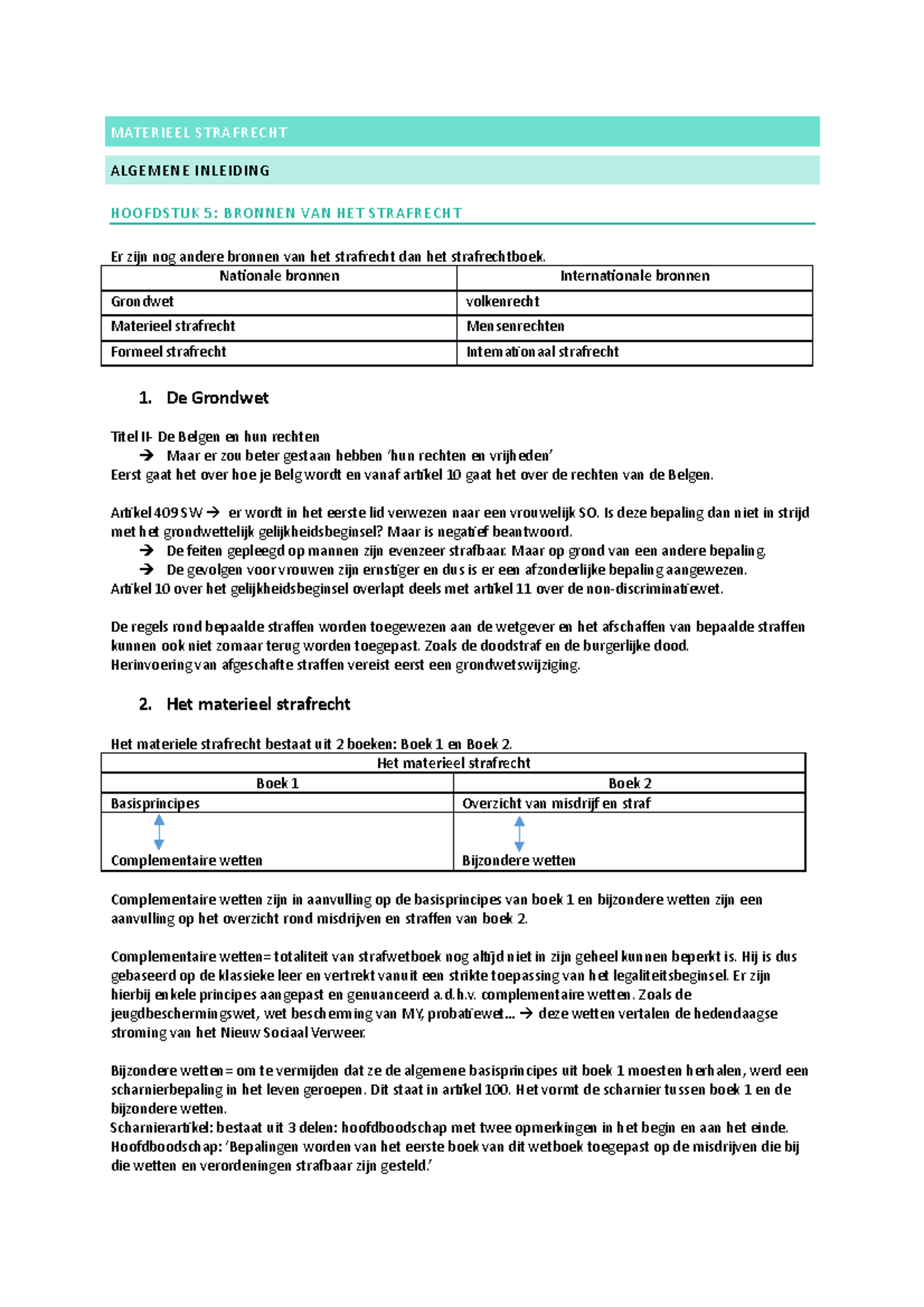 H5 Bronnen Van Het Strafrecht - MATERIEEL STRAFRECHT ALGEMENE INLEIDING ...