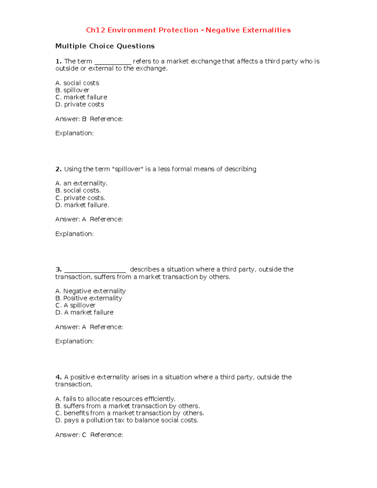 Ch12 Environment Protection - Negative Externalities - A. Social Costs ...