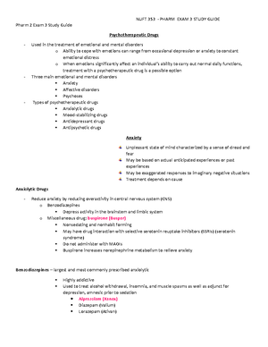 Pharm 2 Exam 1 Study Guide - Edited - Pharm 2 Exam 1 Study Guide ...