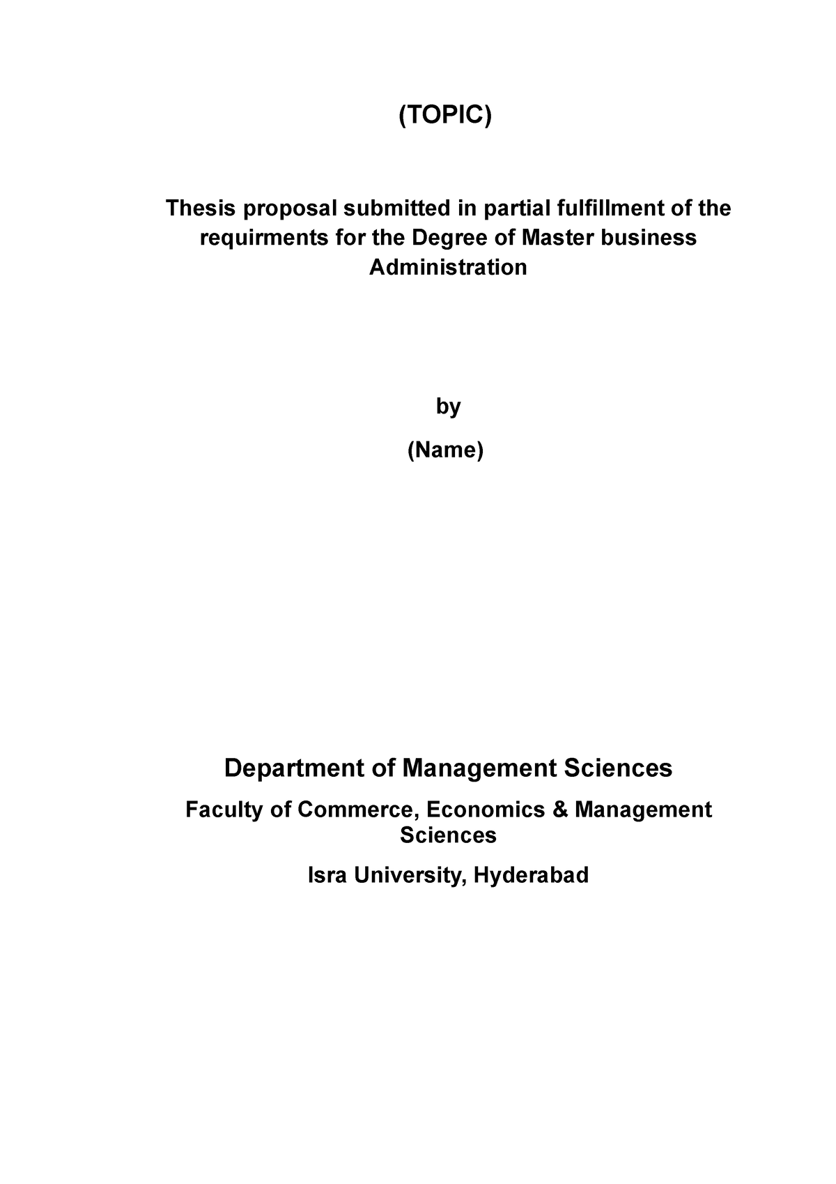 mba thesis proposal sample