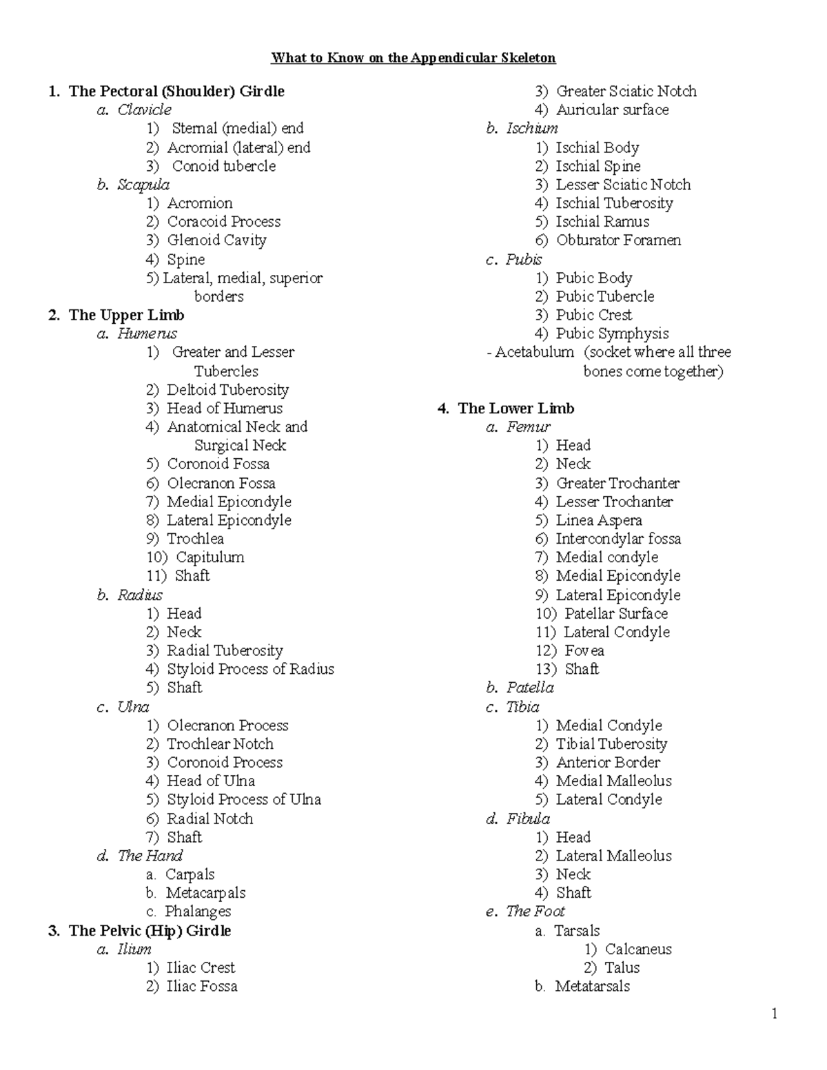 Lab Chapter 9 What To Know BIOLOGY 277 HUMAN ANATOMY - What to Know on ...