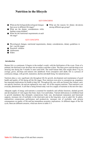 Nutrition IN THE LIFE Cycle noteS FULL REVISED EDITED AND COMPREHENSIVE -  Nutrition in the lifecycle - Studocu