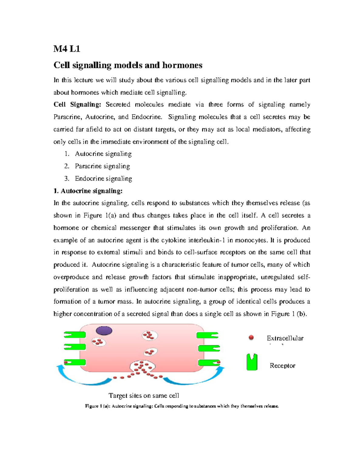 Mod4 - CELL BIOLOGY - M4 L Cell signalling models and hormones In this ...